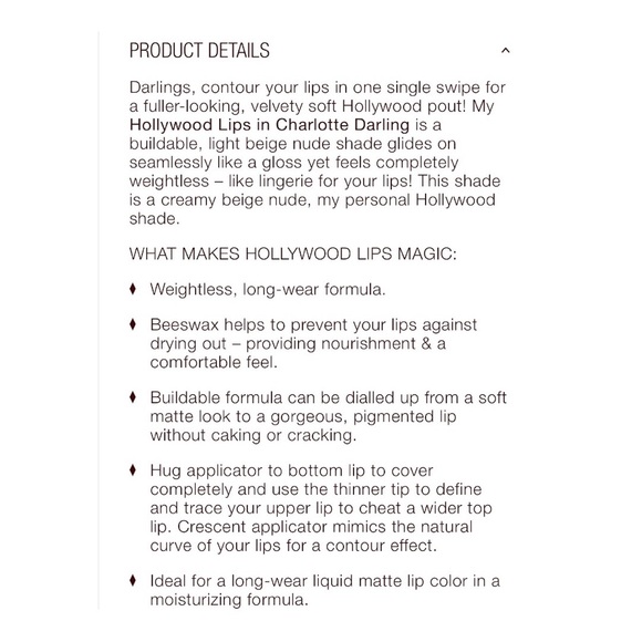 CHARLOTTE TILSBURY - “CHARLOTTE DARLING” HOLLYWOOD LIPS MATTE LIPSTICK, .24oz - Picture 7 of 16